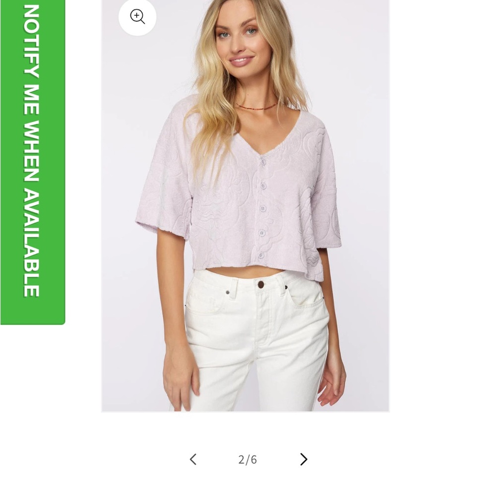NWT O'Neill Cabana Tile Terry Top light purple